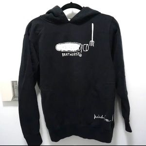 RARE Jean Michael Basquiat Bratwurst Black Hoodie Sweatshirt Vintage 1983 Small